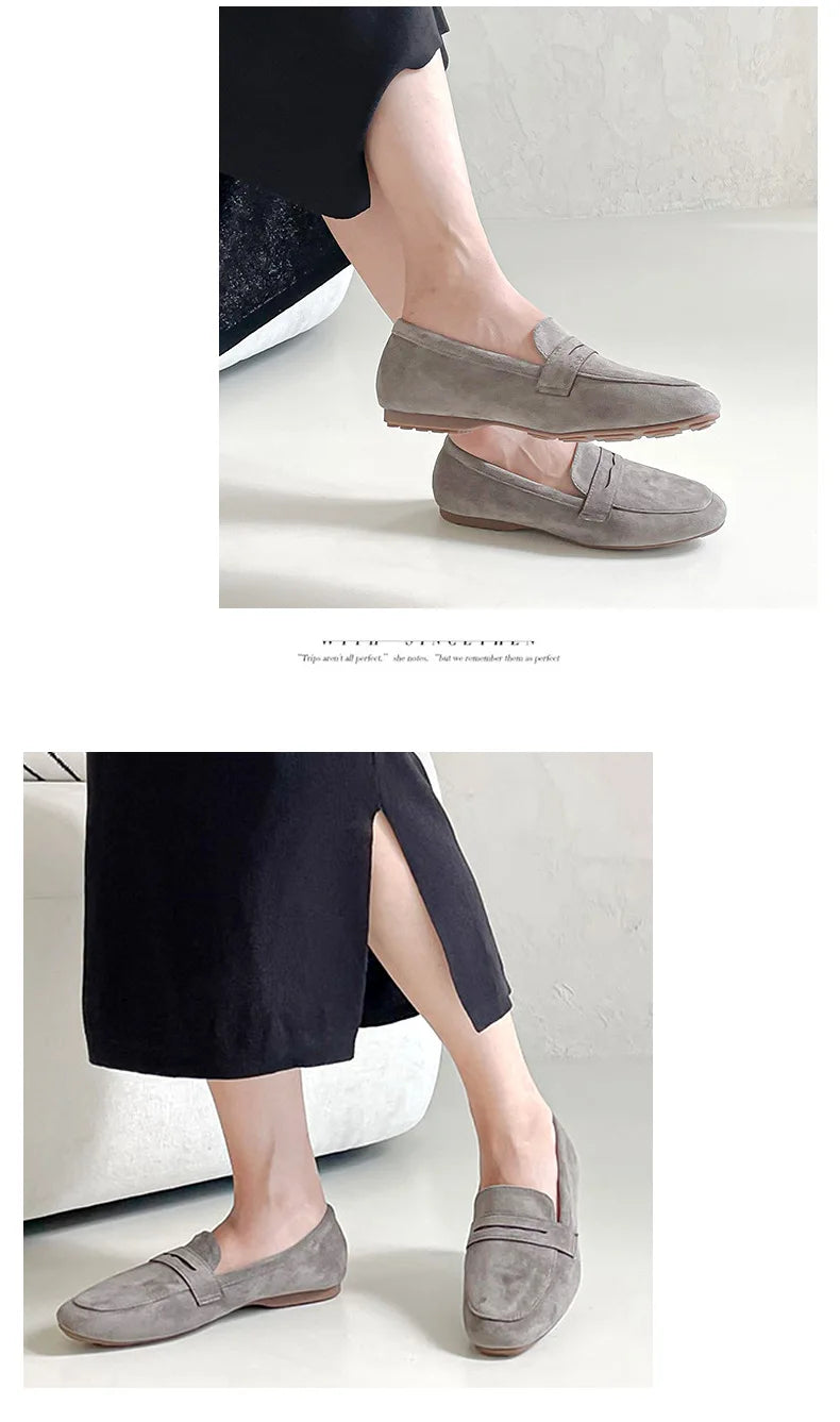 2025 novas mulheres sapatos planos mulher mocassins primavera outono casual camurça deslizamento em sapato mulher confortável sapato leve mujer sapato
