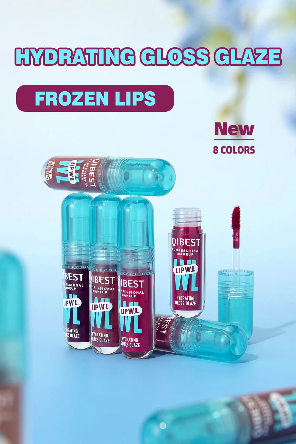 Brilho Labial Cristal QIBEST, Glaze Labial Hidratante de Longa Duração, Gloss Hidratante para Lábios