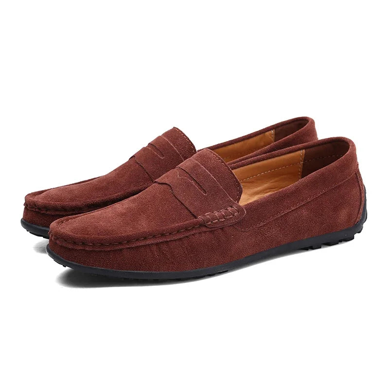 Couro do plutônio camurça de vaca sapatos masculinos marca luxo casual formal mocassins calçados preto masculino sapatos de condução hombres