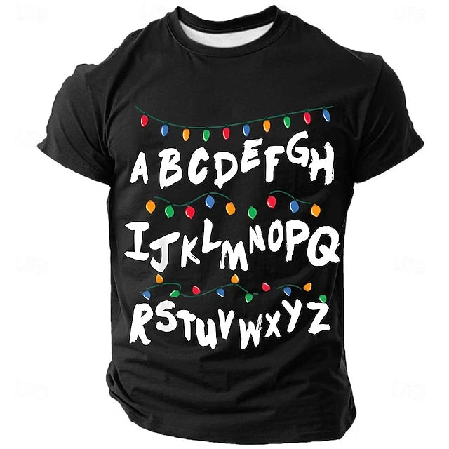 2025 nova moda abcd alfabeto impressão dos homens esporte t camisa moda casual tripulação pescoço manga curta rua crianças unisex camiseta y2k topos