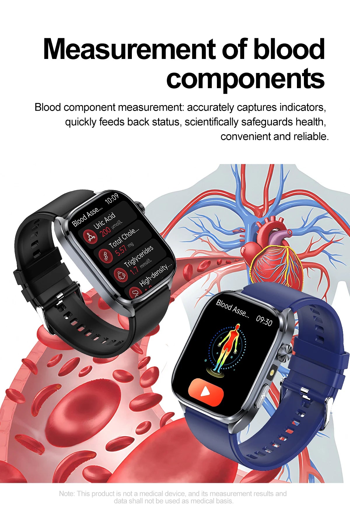 Novo Smartwatch 2026 com ECG Preciso, Análise de Saúde Cardíaca, Análise de Sangue, Lipídios no Sangue, Pressão Arterial e Chamada Bluetooth para Homens