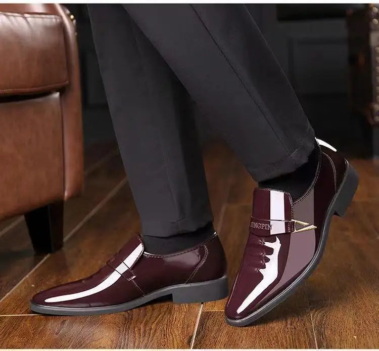 Sapatos de couro casuais de negócios masculinos casamento noivo estilo britânico altura aumentada verão respirável dedo do pé apontado calçados masculinos