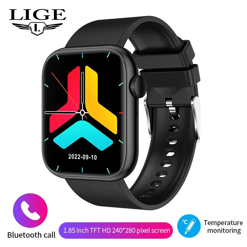 LIGE-Full Touch Screen Smart Watch para mulheres, Bluetooth Call, relógios impermeáveis, Sport Fitness Tracker, Smartwatch para senhora