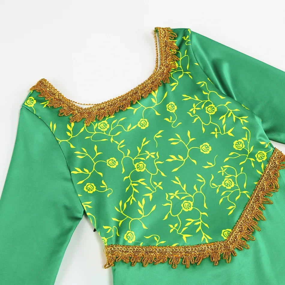 Fantasia fiona cosplay meninas vestido verde roupas dos desenhos animados monstro traje disfarce crianças role play roupas de halloween crianças