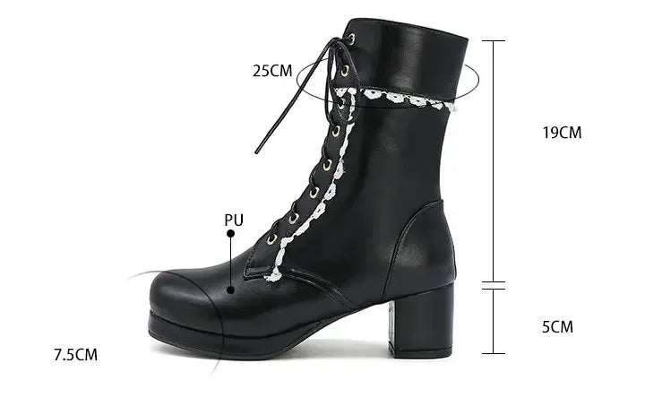 Moda feminina lolita meados de bezerro botas outono inverno elegante senhora cosplay sapatos de festa plataformas couro plus size botas dropship