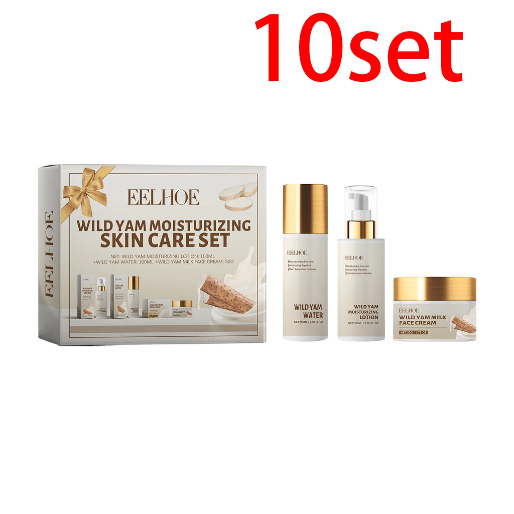 Eelhoe selvagem yam hidratante conjunto de cuidados com a pele 1 conjunto inverno hidratante creme facial loção toner kit barreira protetora não gordurosa