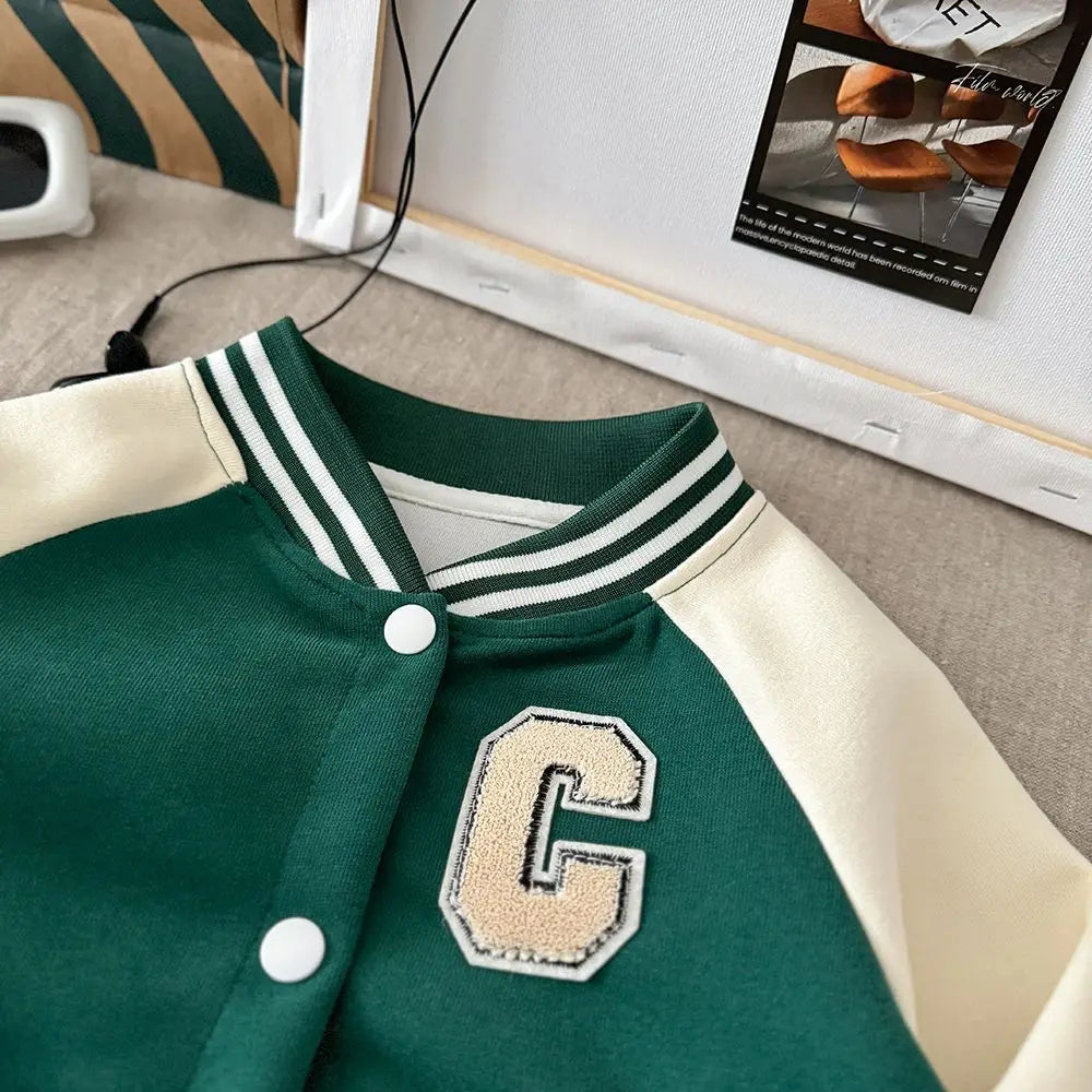 Meninos meninas jaquetas de beisebol crianças carta outono casaco nova primavera moda esportes outerwear crianças casual retalhos roupas 2-10y