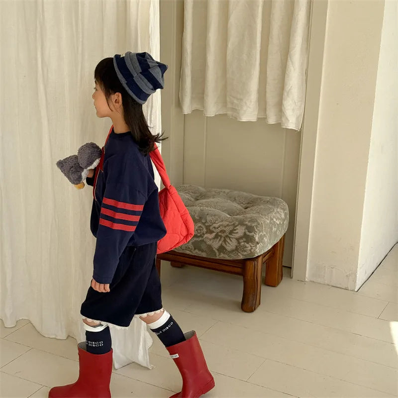 2025 primavera novas crianças manga longa t camisas soltas bebê menina carta moletom crianças meninos casual topos da criança algodão t