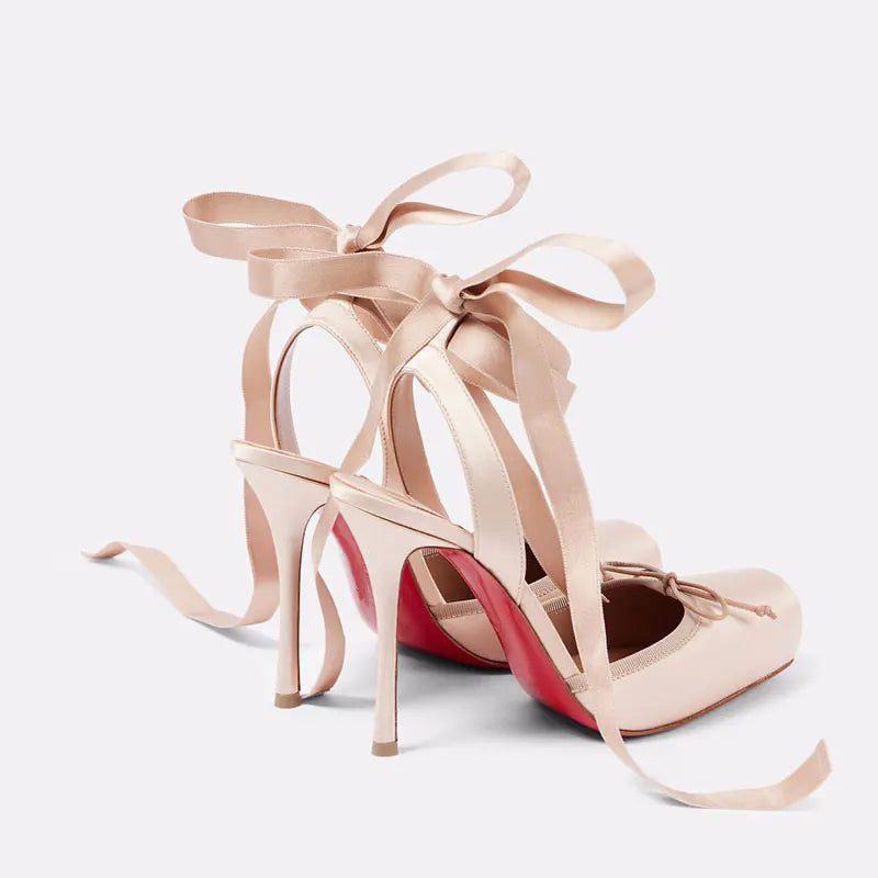 Sandálias stiletto de ar traseiro feminino quadrado bandana borboleta festa de casamento ballet salto alto 2025 verão novo estilo
