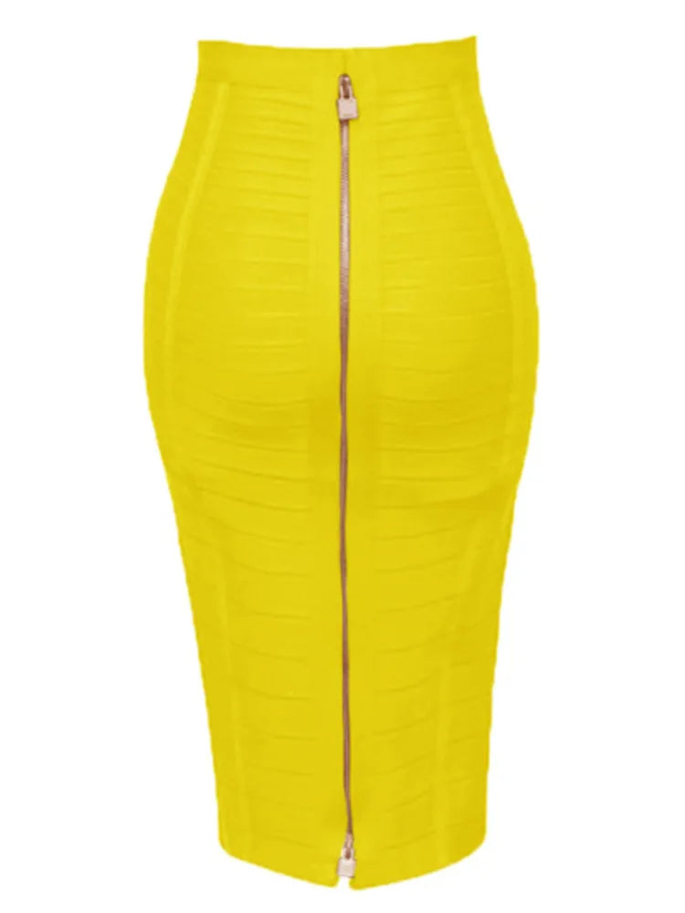 16 cores sexy sólido zíper laranja azul preto vermelho bandagem saia feminina elástica bodycon verão xl xxl lápis saias 58cm
