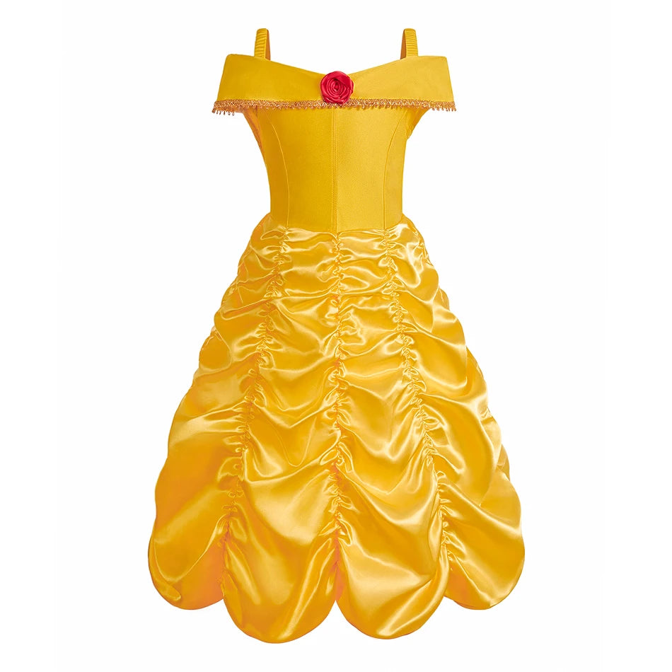 Meninas halloween belle vestidos menina neve branca vestido crianças natal carnaval cosplay roupas crianças trajes de princesa