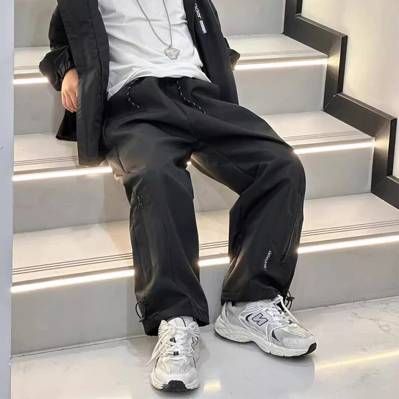 Moda meninos calças de lã outono inverno crianças casuais calças esportivas adolescente à prova de vento calças quentes crianças roupas 4-14 anos