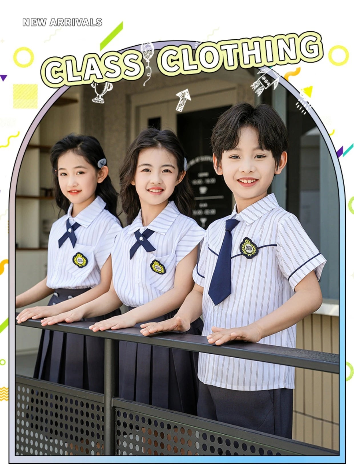 Meninas coreano japonês preppy listrado blusa saias meninos camisas shorts crianças conjuntos de roupas verão estudantes uniformes escolares