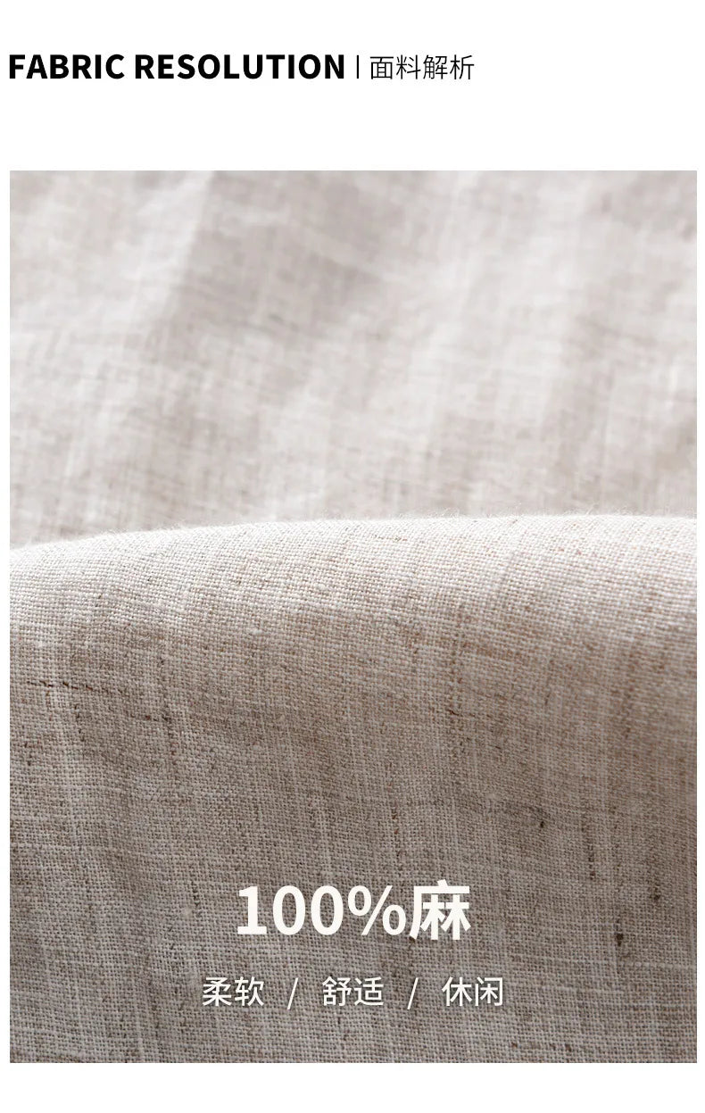 Camisa de linho respirável masculina, Top manga comprida, encaixe solto, Roupa extragrande, coreano sazonal