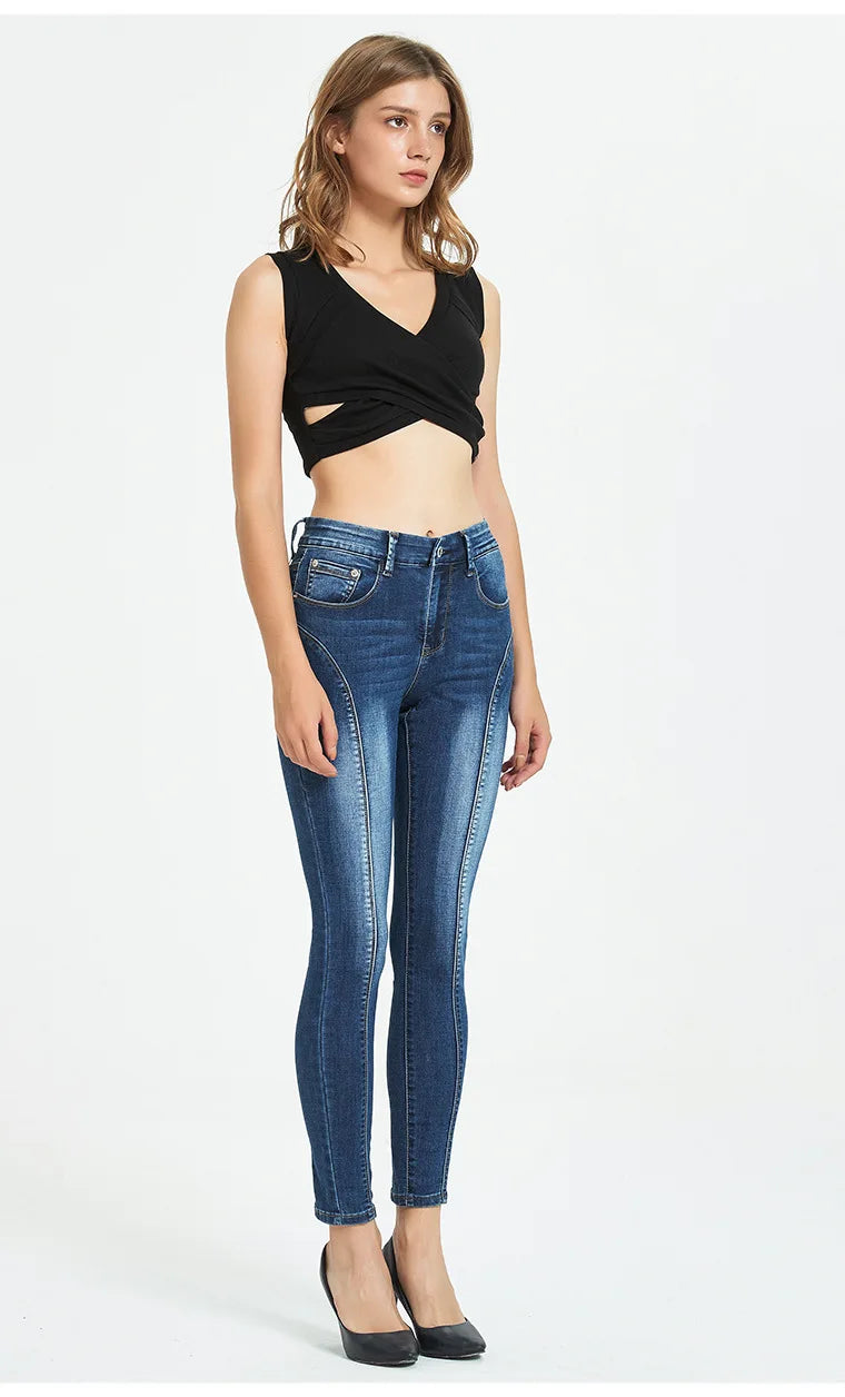 Calças Jeans Femininas Push Up, Calças Skinny de Denim, Moda 2026, Pantalones De Mujer, Pantalon Femme, Azul 2XL 3XL