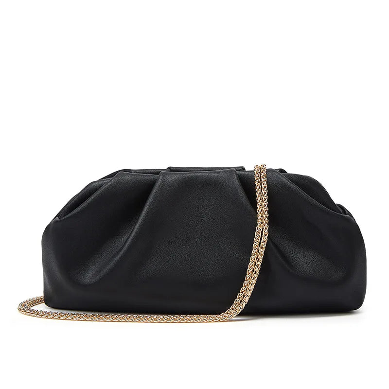 Bolsa de nuvem dobrada para mulheres, novo estilo de comércio exterior, bolsa prateada moderna, versátil, bolsa crossbody com corrente ins, bolsas e bolsas