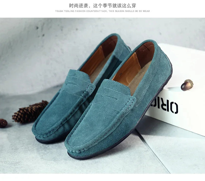 Couro do plutônio camurça de vaca sapatos masculinos marca luxo casual formal mocassins calçados preto masculino sapatos de condução hombres