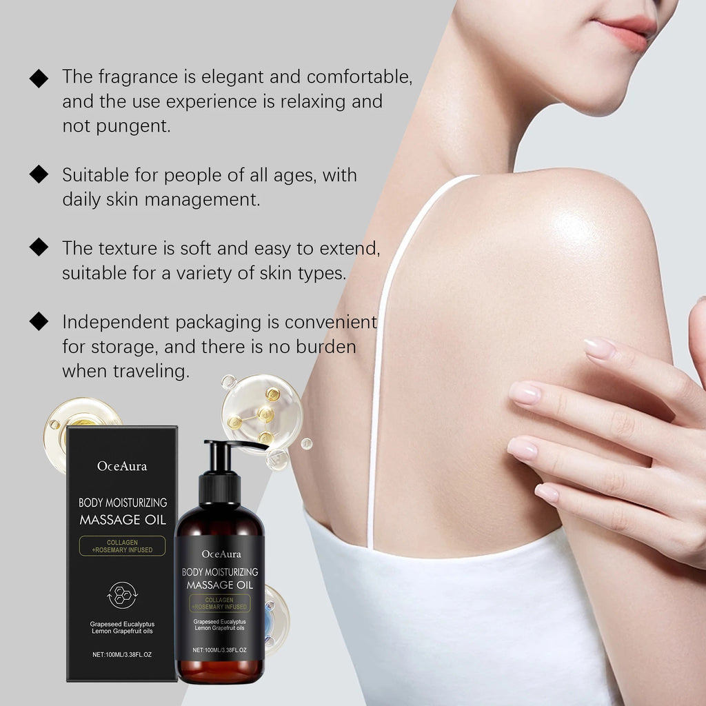 Óleo de massagem corporal hidratante nutritivo suavizante da pele reduzir a secura óleo de alecrim iluminar suave endurecimento corpo spa cuidados com a pele