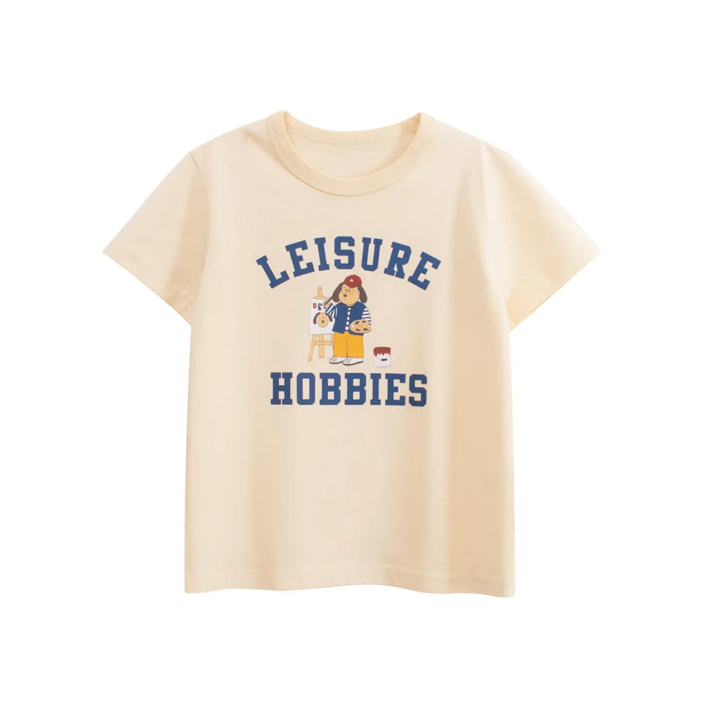 Camisetas dos desenhos animados da menina 2025 crianças 100% algodão roupas bonitos cão gato elefante crianças meninas manga curta casual esporte topo t
