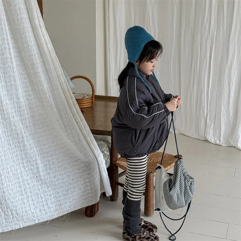 2024 inverno novas crianças manga longa quente carta casaco mais veludo grosso meninos para baixo jaquetas do bebê meninas acolchoado jaqueta crianças roupas