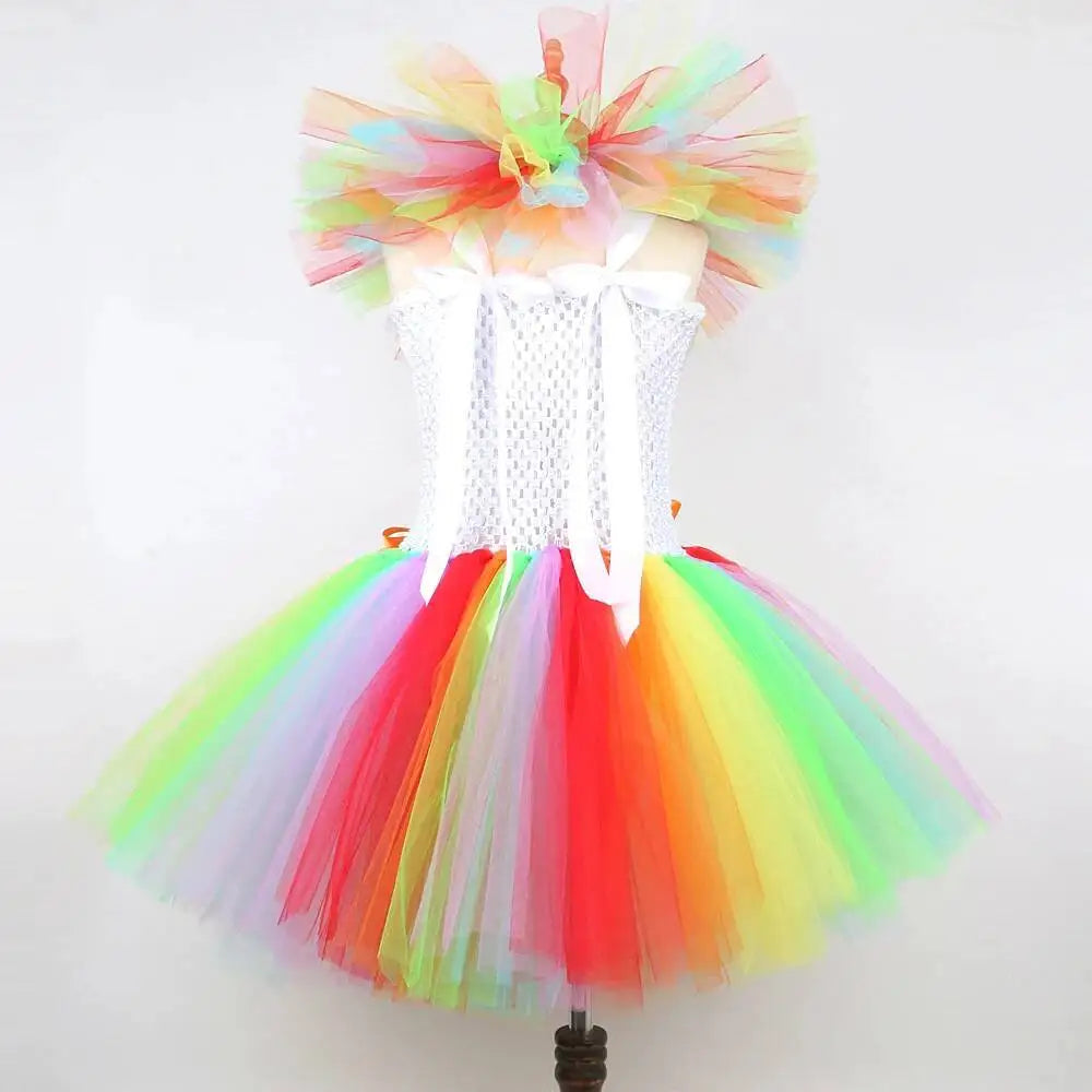 Arco-íris pennywise palhaço trajes para meninas palhaço de circo halloween tutu vestido para crianças coringa roupa crianças roupas de ano novo