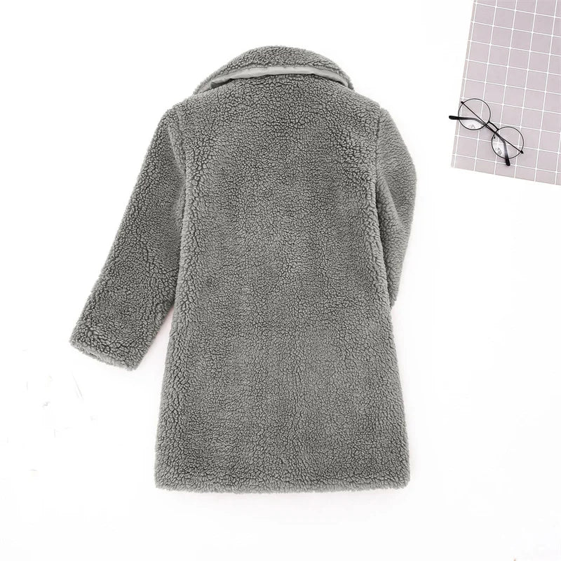 Bebê meninas casacos de pele do falso crianças inverno quente jaquetas de pelúcia crianças turndown colarinho acolchoado outerwear infantil casual roupas exteriores