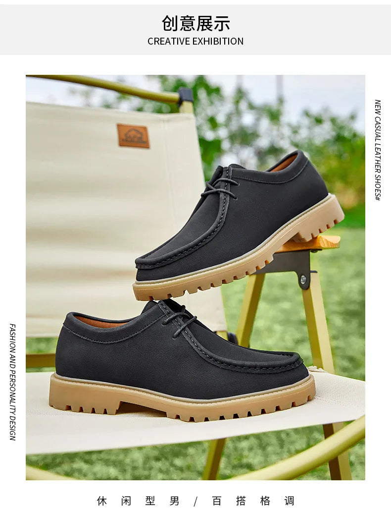 Sapatos casuais de couro mocassins clássicos masculinos rendas até derby sapatos retro workwear sapatos de alta qualidade ao ar livre sapato de caminhada de montanha
