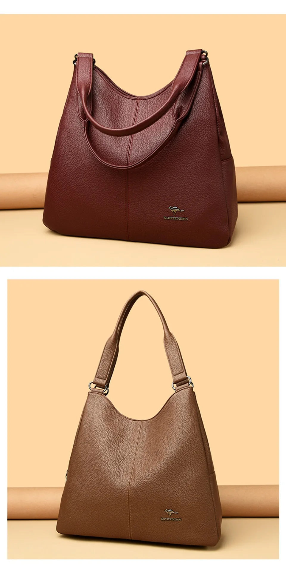 Bolsa hobo de couro com alça superior, bolsa feminina de lazer, bolsa de ombro fashion, vintage, bolsa tote de grande capacidade