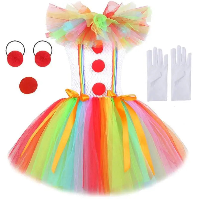 Arco-íris pennywise palhaço trajes para meninas palhaço de circo halloween tutu vestido para crianças coringa roupa crianças roupas de ano novo