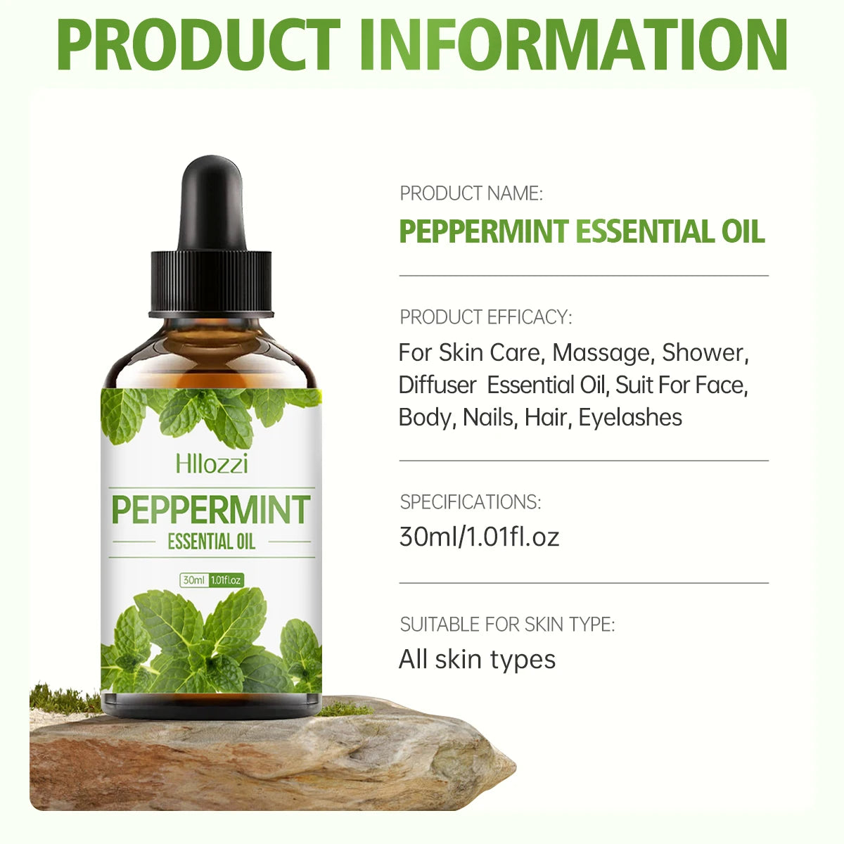 100ml/60ml/30mlPeppermint óleo essencial hidratante multifuncional óleo essencial aromaterapia vela difusor de carro