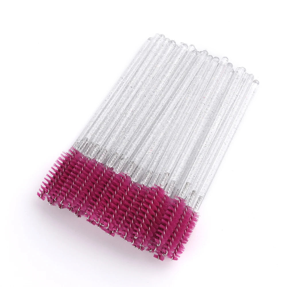 50 pçs pincéis de cílios descartáveis extensão cristal sobrancelha escova rímel varinha cílios conjunto de ferramentas cosméticas maquiagem beleza