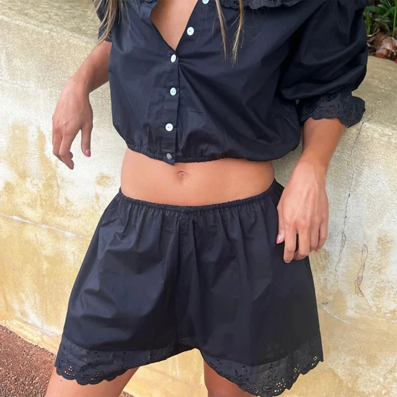 Mais bonito renda guarnição pijama boxer shorts para mulheres pjs bottoms cintura elástica ilhó perna larga lounge shorts y2k fairycore sleepwear