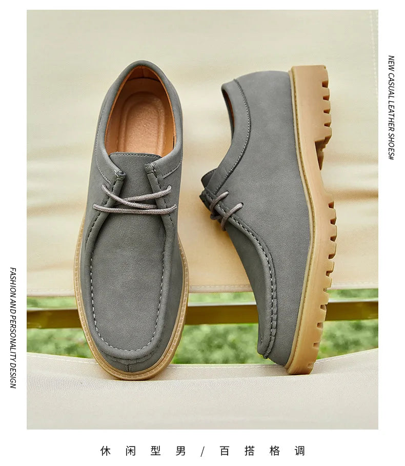 Sapatos casuais de couro mocassins clássicos masculinos rendas até derby sapatos retro workwear sapatos de alta qualidade ao ar livre sapato de caminhada de montanha