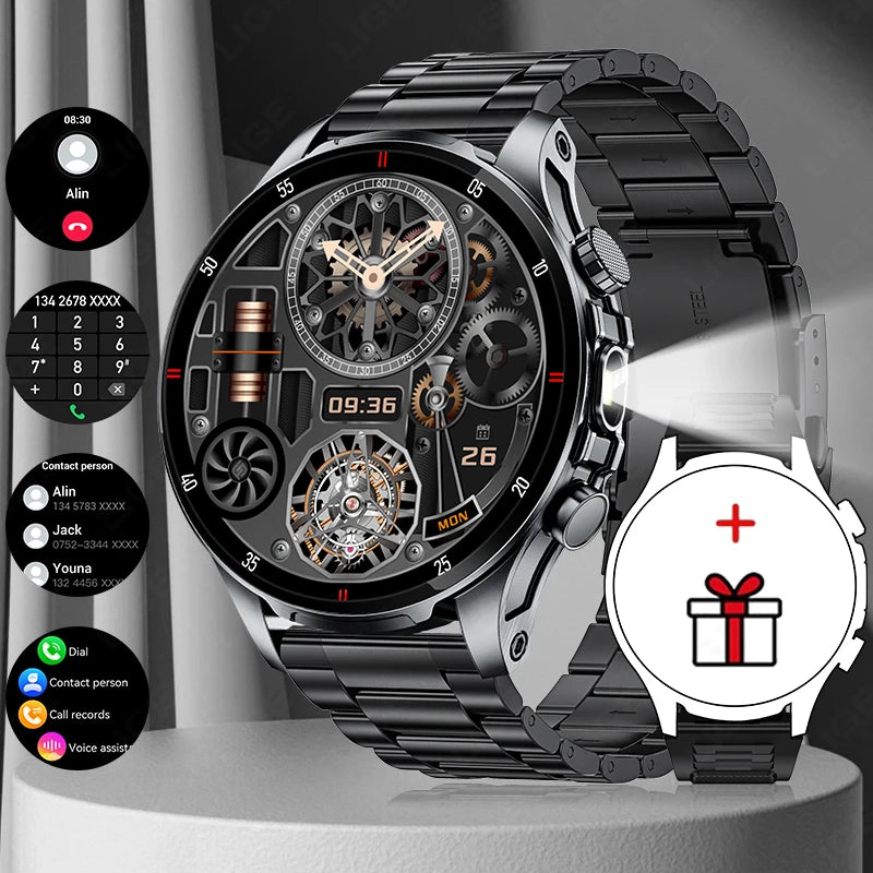 Lige 2025 novo relógio inteligente masculino lanterna ai voz bluetooth chamada 1.53 "hd esportes relógios de fitness monitor saúde smartwatch feminino