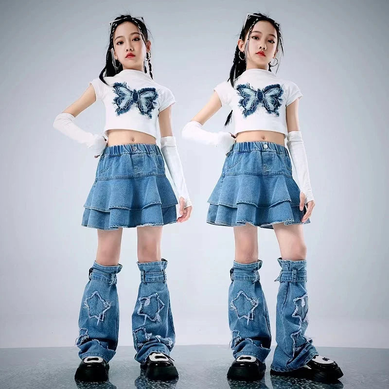 Saia curta jeans feminina com plissado, saia casual infantil, moda verão, combina com tudo, 4 a 12 anos, para crianças em escolas adolescentes, em camadas