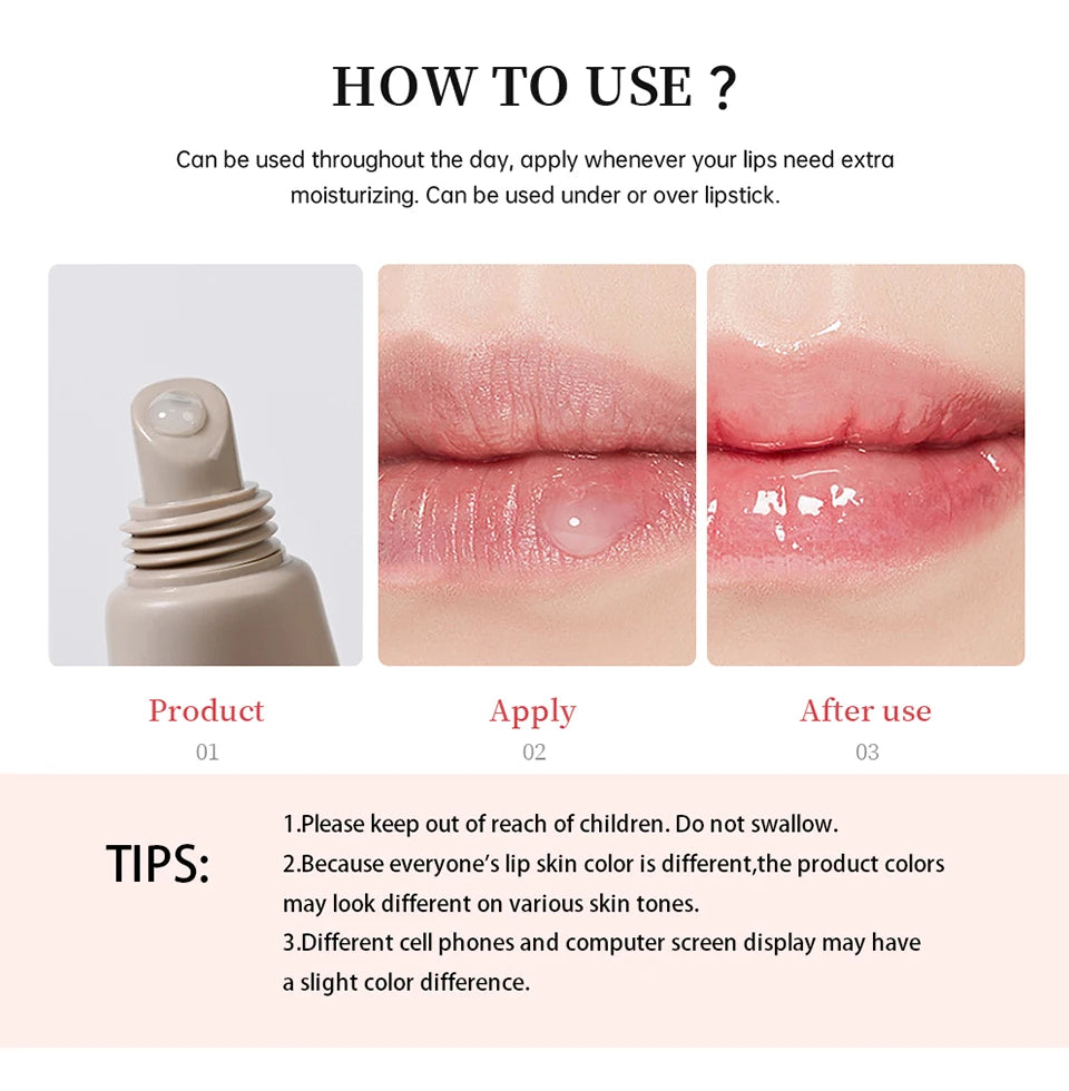Bálsamo labial hidratante espelho brilho labial baunilha rosa açúcar café bolo cheiro batom óleo transparente maquiagem cuidados com os lábios