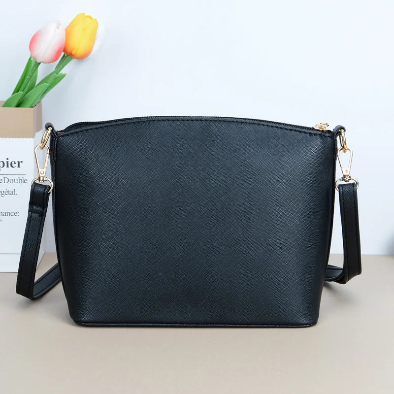 Sacos Crossbody De Couro PU Para As Mulheres, Design Casual, Bolsa De Ombro Da Moda, Coroa De Metal, Bolsas Femininas Shell
