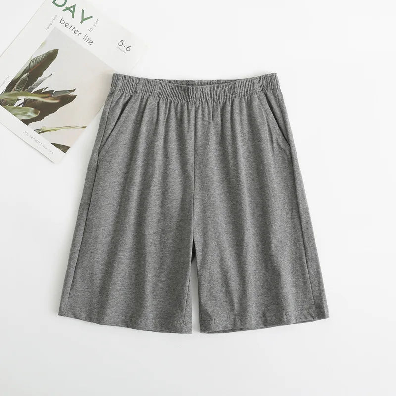Calças de dormir de algodão masculino plus size 5xl shorts pijamas boxer casual lounge wear dormir calças curtas homewear homme
