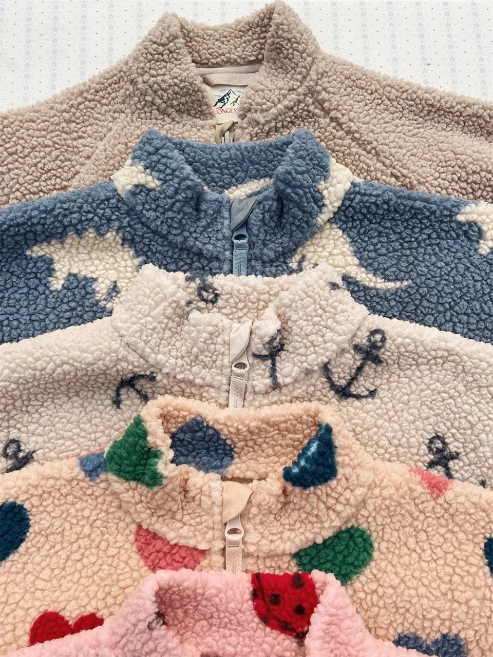 2024 inverno ks crianças algodão lã de cordeiro quente outerwear roupas meninas impressão casacos do bebê meninos mais jaquetas de lã crianças roupas