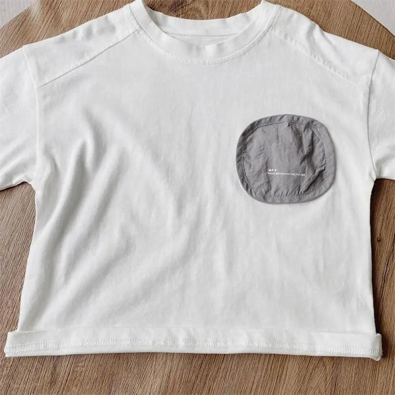 Camisetas Infantis de Manga Curta de Algodão para Meninos, Estampadas Casuais, Soltas e Versáteis, Coleção Verão 2026 - Roupas Infantis