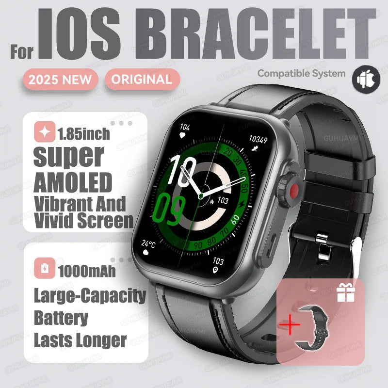 2025new para xiaomi ios relógio ultra2 relógios inteligentes feminino 1000mah 1.85 "amoled tela de toque completa bt chamada senhoras moda smartwatch