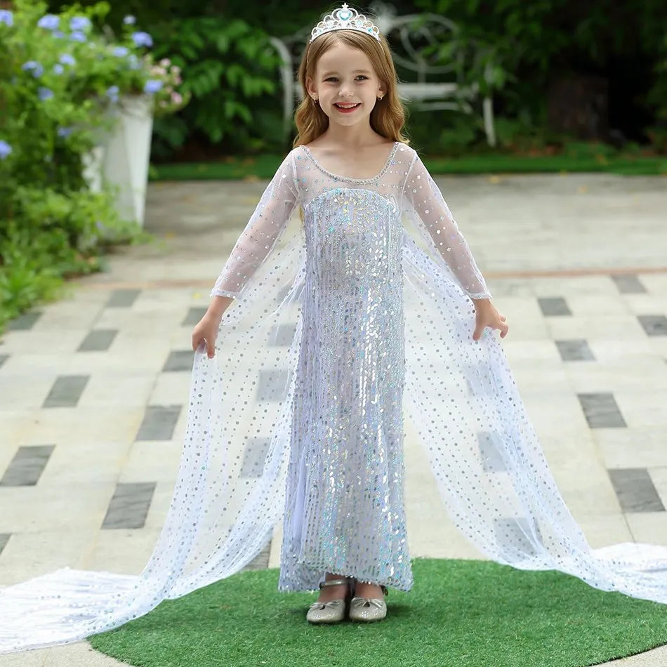 3 5 6 8 10 anos meninas elsa 2 traje crianças halloween cosplay vestido de princesa crianças festa de aniversário vestidos roupas acima
