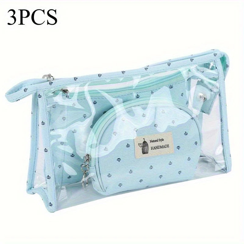 Conjunto de bolsa de maquiagem transparente, simples e conveniente para viagem