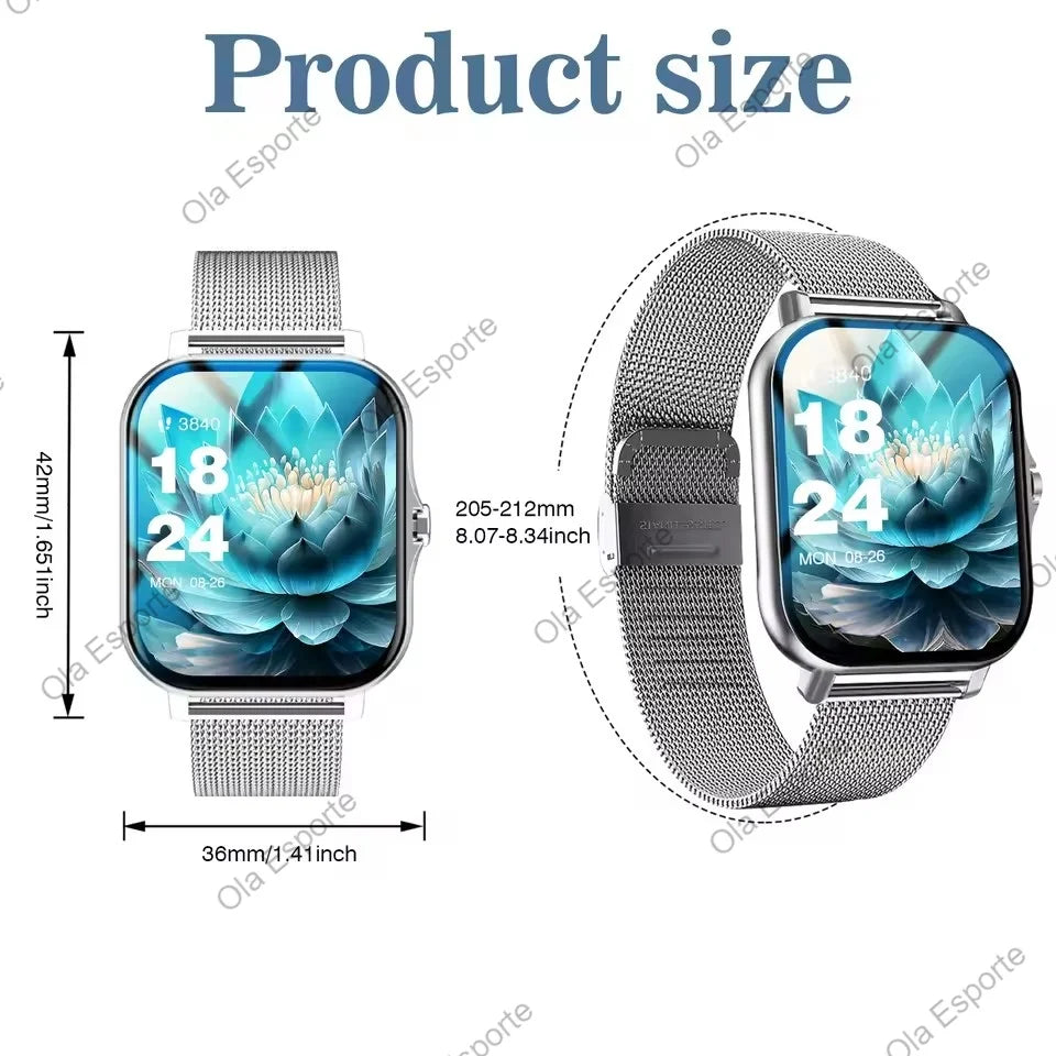Novo Relógio Inteligente 1.83'' Tela Cheia Bluetooth com Função de Chamada Monitor de Oxigênio no Sangue/Pressão Arterial Smartwatch para Mulheres e Homens Presente de Férias 2026