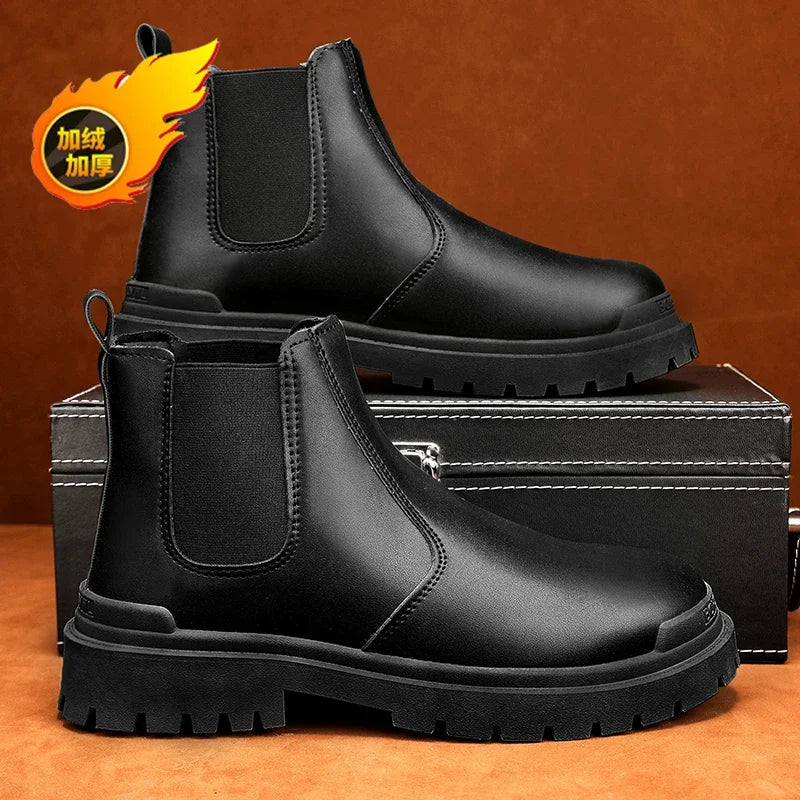 Botas de tornozelo tênis casuais sapatos casuais sapatos de couro masculino tênis mocassins esportes e lazer trabalho wear tênis de outono masculino