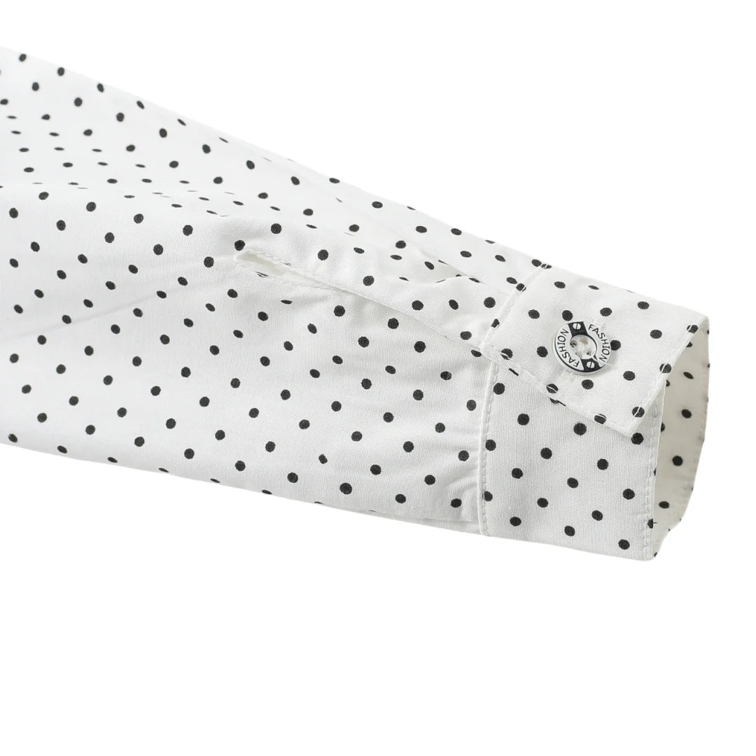 Camisa estampada às bolinhas com calças sólidas para meninos, conjunto de arco suspensor infantil, roupa de cavalheiro, traje de aniversário, 2 a 6 anos, primavera