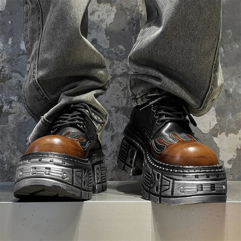 2025 mulher tênis novo estilo punk sapatos femininos gótico tornozelo rock botas rendas salto altura sapatos plataforma mulher decoração de metal
