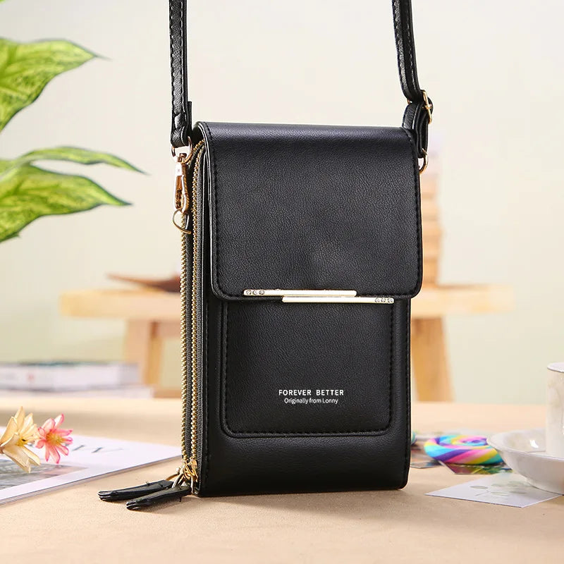 PU Leather Touch Screen Shoulder Bag para Mulheres, Feminino Crossbody Bolsas, Bolsa de telefone Bolsa de mão de grande capacidade, Drop Shipping, Novo