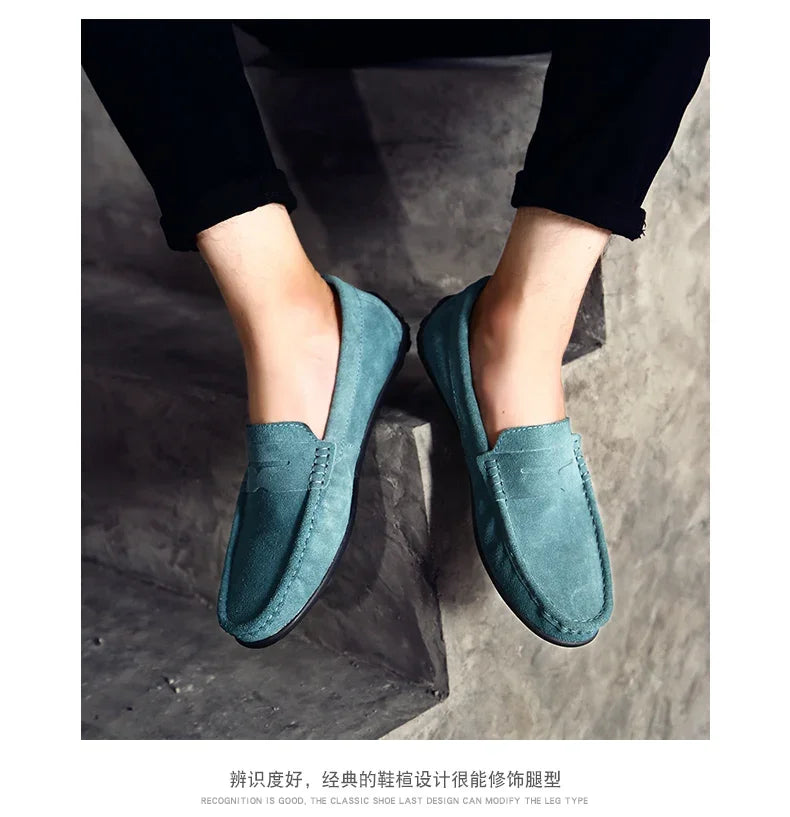 Couro do plutônio camurça de vaca sapatos masculinos marca luxo casual formal mocassins calçados preto masculino sapatos de condução hombres