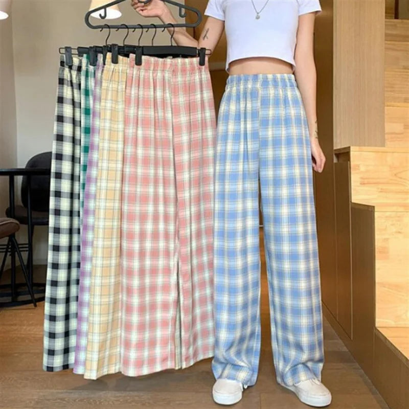 Moda casual verificado vermelho tartan calças de pijama macio e confortável cintura elástica nova feminina xadrez pijamas casa lounge pa